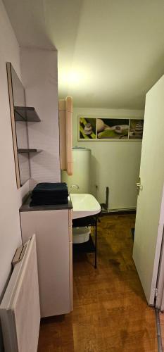 a small bathroom with a sink and a sink at Appartement à Champlitte in Champlitte-et-le-Prélot