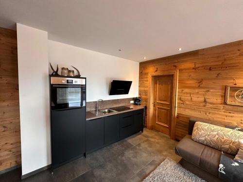 Kuchyň nebo kuchyňský kout v ubytování Apartments Oberkofler