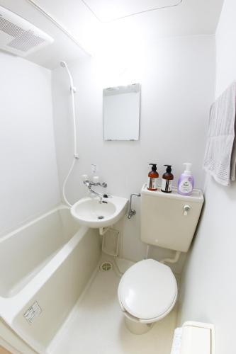 a white bathroom with a toilet and a sink at ハイクレスト中野201 in Tokyo