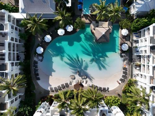 an aerial view of the pool at the resort at Peppers Beach Club & Spa in Palm Cove