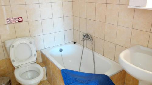 a small bathroom with a toilet and a sink at Armonia Nakas in Yenion