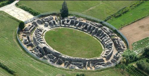 an aerial view of a stone circle in a field at Orizzonte spezzino in La Spezia