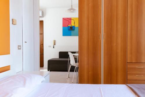 Ένα ή περισσότερα κρεβάτια σε δωμάτιο στο peach apartment