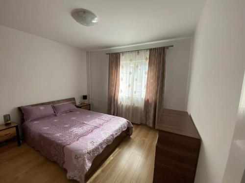 コンスタンツァにあるApartament spațios situat centralのベッドと窓のある寝室