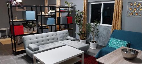 a living room with a couch and a table at Studio Fons in Abragão