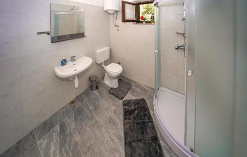 a bathroom with a toilet and a sink and a shower at Beautiful Home In Selca With Wifi in Selca