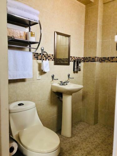 a bathroom with a toilet and a sink at Departamento Céntrico, acogedor, comodo, pequeño in Orizaba