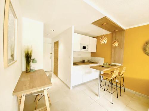 Kuchyň nebo kuchyňský kout v ubytování Studio Terrasse & Parking gratuit en residence