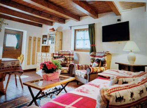 Televisyen dan/atau pusat hiburan di Chalet Berghof L'Aret in Val di Rabbi
