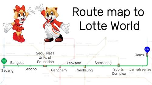 a route map to the sonic the hedgehog calendar at Sadang Greennarae Stay in Seoul