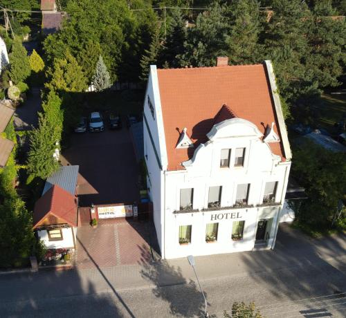 an overhead view of a hotel building at Bike Hostel&Camp in Przewóz
