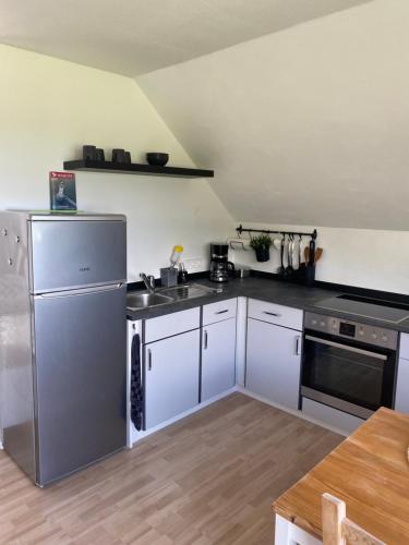 Dapur atau dapur kecil di Ferienwohnung Apfelblüte