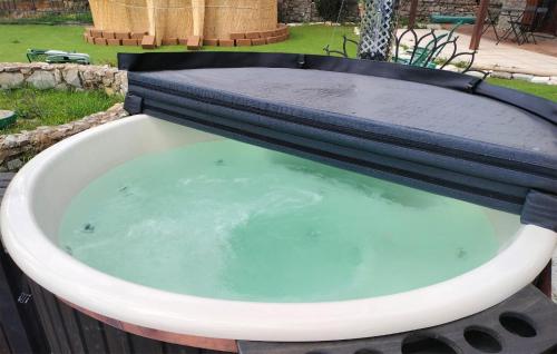 a bath tub filled with water in a garden at Pet Friendly Home In Campiglia D'orcia in Campiglia dʼOrcia