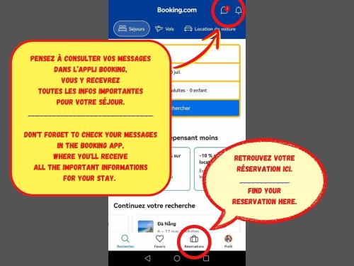 une capture d'écran d'un écran de téléphone portable avec une boîte de texte dans l'établissement LE COCOON Saint Lô - Appartement privé tout équipé - Haras - Parking gratuit - Entrée autonome - Wifi - Netflix - Baignoire - Lave-linge - Lit Queen Size 160cm & canapé-lit 140cm - Jusqu'à 4 personnes, à Saint Lo