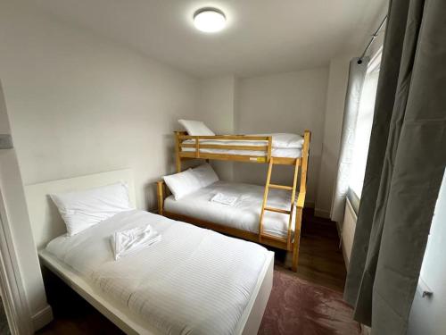 a small room with two bunk beds and a ladder at Numero Venti Aparthouse wifi parking Hot Tub in Newcastle upon Tyne
