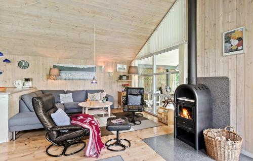a living room with a couch and a fireplace at Awesome Home In Ry With Wifi in Ry
