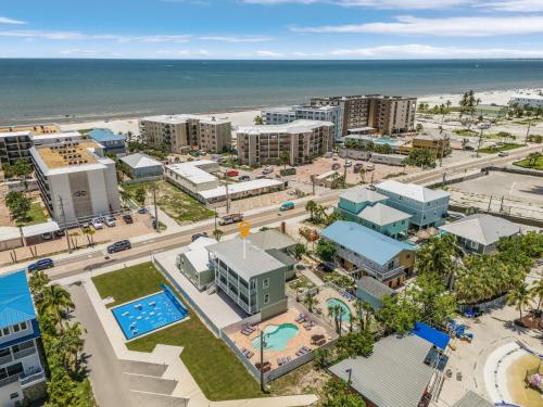 an aerial view of the city and the beach at Welcome to Sunset Paradise WONDERFUL! Vacation Rental - 2633 Estero Blvd Unit B home in Fort Myers Beach