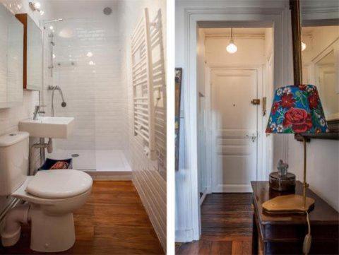 - deux photos d'une salle de bains avec toilettes et lavabo dans l'établissement Mavisa, à Vincennes