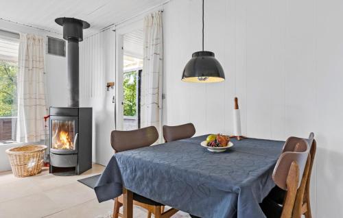 a dining room with a table and a fire place at Gorgeous Home In Rødekro With Wifi in Rødekro