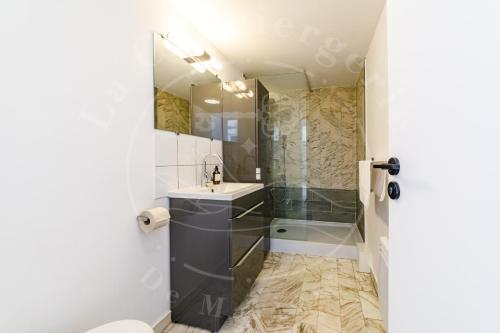 une salle de bain avec un lavabo et une douche dans l'établissement Haute Ville - T2 cosy avec clim & balcon, à Toulon