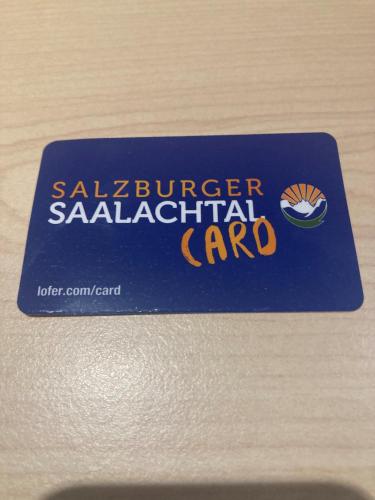 a blue card for a sazerker saabadium cardor at Naturhotel Schütterbad in Unken