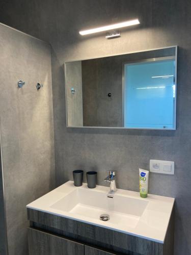 a bathroom with a white sink and a mirror at Ô Secret du Wérihay in Spa