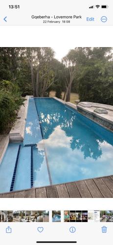 a collage of two pictures of a swimming pool at The Nest at Au Petit Paradis in Gqeberha