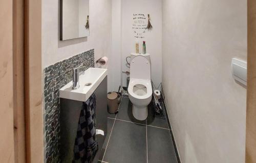 a bathroom with a toilet and a sink at 3 Bedroom Stunning Home In Regusse in Régusse