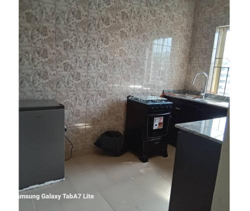 a kitchen with a sink and a stove in it at YP-Made Luxurious 1 & 2 Bedroom Apartments in Eluju