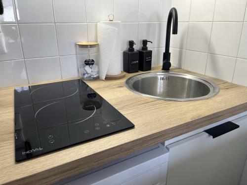 - un comptoir de cuisine avec évier dans l'établissement Le Cocon Angevin, à Angers