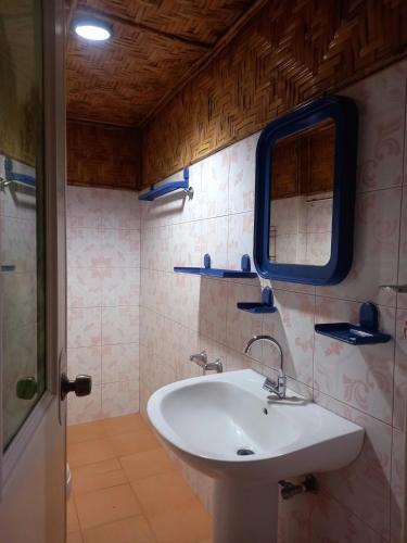 a bathroom with a sink and a mirror at Hidden Tourist Inn in Mambajao