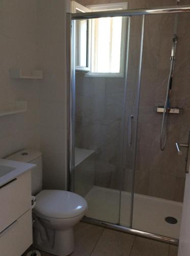 une salle de bain avec douche et toilettes dans l'établissement maison en provence, à Auriol