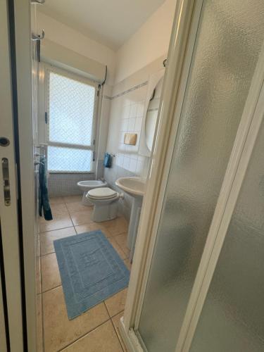 un bagno con doccia, WC e lavandino di Da Zia Rosa a Vasto