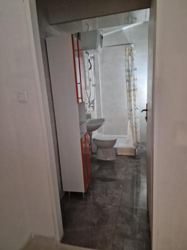 a bathroom with a toilet and a sink at Hotel Riviera, Starigrad Paklenica in Starigrad-Paklenica