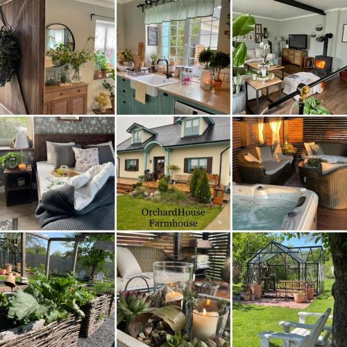 a collage of pictures of a house with plants at OrchardHouse Farmhouse, wellness in Chrast