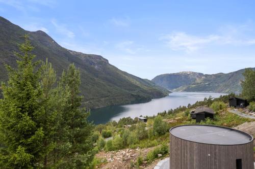 a view of a lake in the mountains at Sogndal Fjordpanorama- The Panorama View in Kaupanger