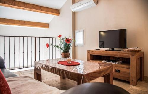 un salon avec une table basse et une télévision à écran plat dans l'établissement 2 Bedroom Nice Home In Cabrerolles, à Cabrerolles