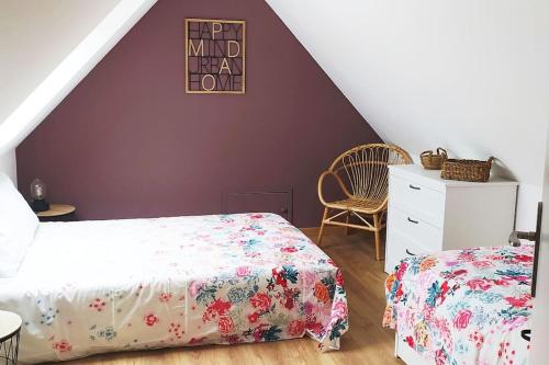 Postel nebo postele na pokoji v ubytování Le gîte de la Ferme