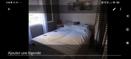 une chambre avec un lit dans une pièce avec une fenêtre dans l'établissement Maison proche pointe rouge, à Marseille