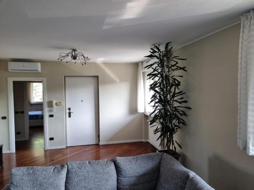 a living room with a couch and a plant at Villa Radi Cornaredo Rho Fiera in Cornaredo