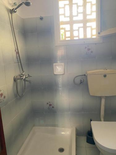 bagno con vasca, servizi igienici e finestra di Hestia Greekgod Apartments a Sidari