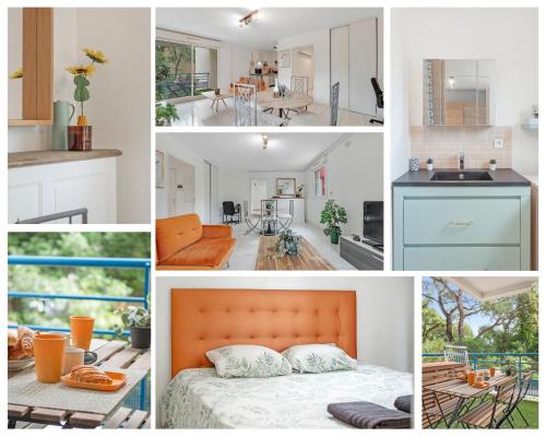 un collage de photos d'une maison dans l'établissement Le PTIT VENT, cosy et bien situé, à Cavalaire-sur-Mer