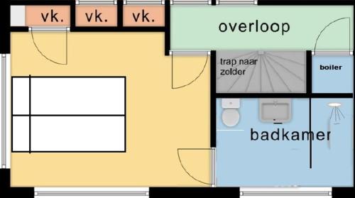 a floor plan of a small house with at Bed&Beach La Primavera in De Koog