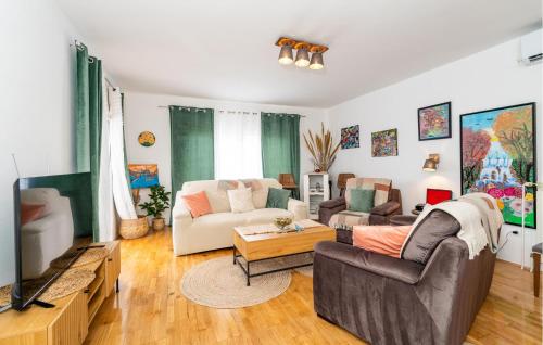 a living room with a couch and a tv at Awesome Apartment In Cavtat With Wifi in Cavtat