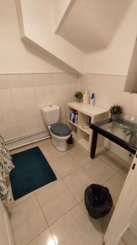 a bathroom with a toilet and a sink at Studio sur jardin in Villejuif