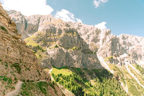 a view of a mountain with a road in it at Hotel Bergschlössl in Luson