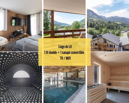a collage of four pictures of a house at L'Altima Megève - Eclat des Veriaz in Megève