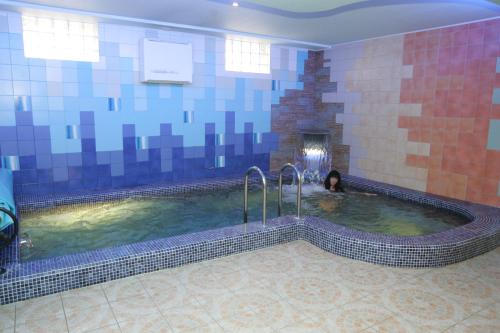una gran piscina de agua con una persona en ella en Marijos Karpenko Apartaments en Kaunas