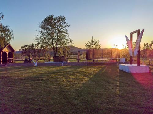 a park with a playground with a swing at Casa Boila in Bîrsana