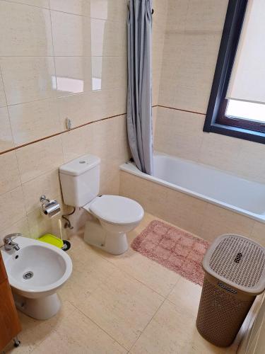 a bathroom with a toilet and a sink at Apartamento Pose Arteixo in Arteixo